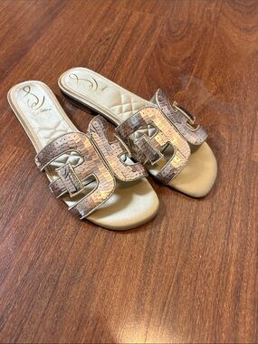 Gold Sequin Slide Sandals - Women